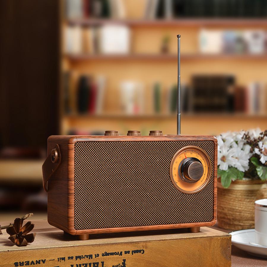 AS23 Retro Bluetooth Speaker with FM Radio, Card Slot, Portable Design for Home and Elderly Use