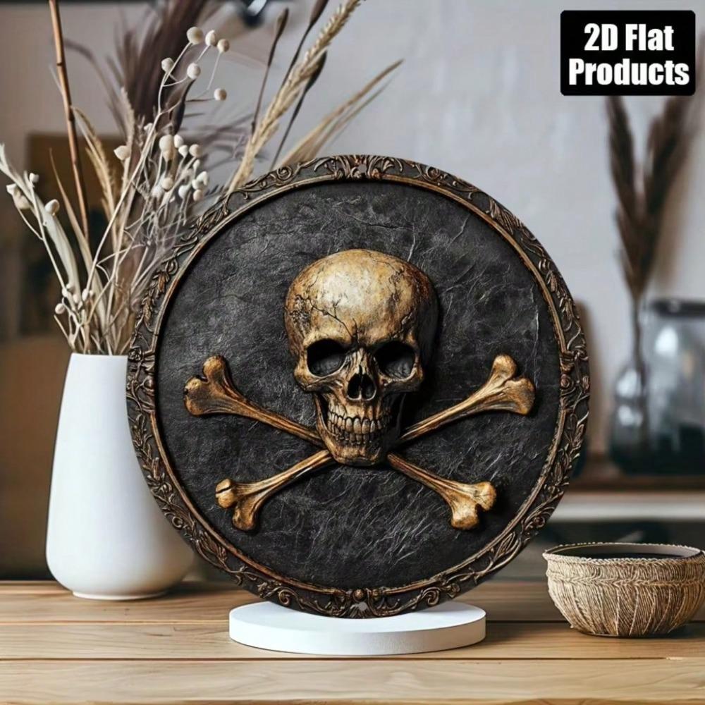 Placca Metallico Teschio Pirata Decorazione Murale per Bar Casa Caffetteria