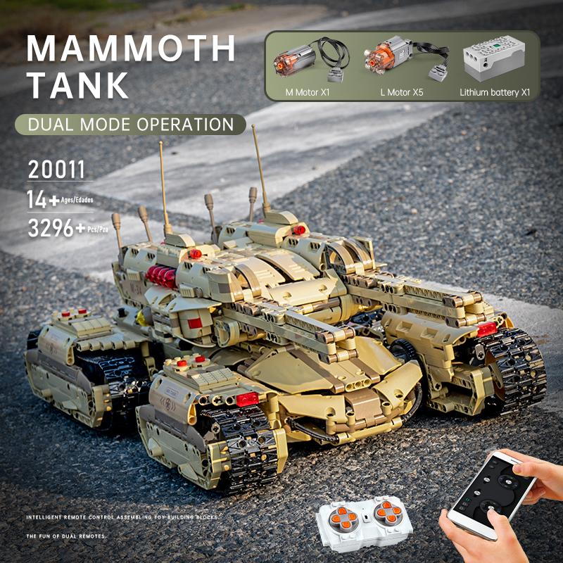 MOULD KING Tekniske byggeleker Motoriserte mammuter Tankmodell Montering Brick Block RC Leker for barn Julegaver