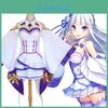 Rezero Kara Hajimeru Isekai Seikatsu Emilia Elf Cosplay Kostým Kompletní sada