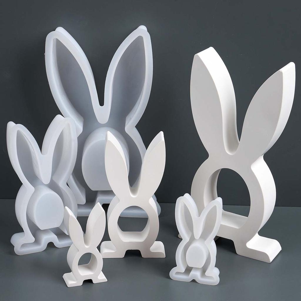 3D Rabbit Silicone Candle Mold DIY Easter Bunny Tealight Candlestick Casting Molds Soap Plaster Resin Craft Making Home Decor