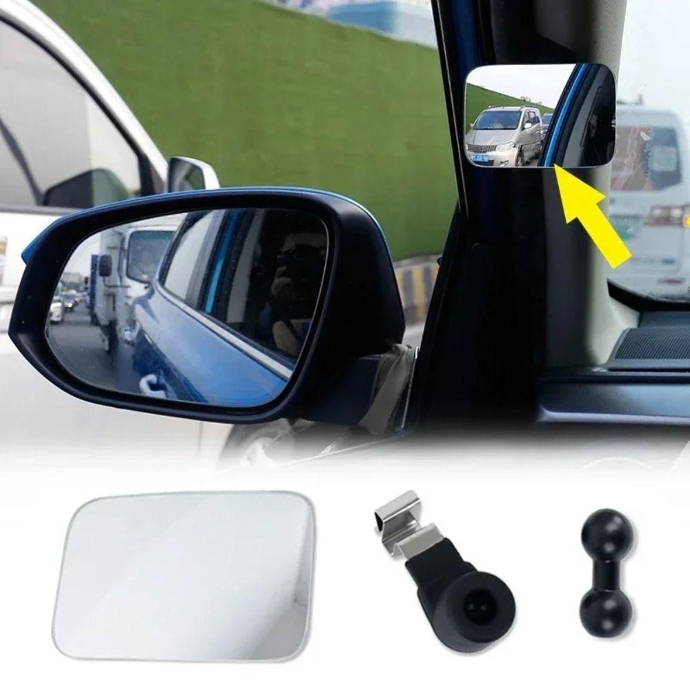 2pcs Wide-Angle Design 360° Rotatable Square Rearview Mirror Overtake