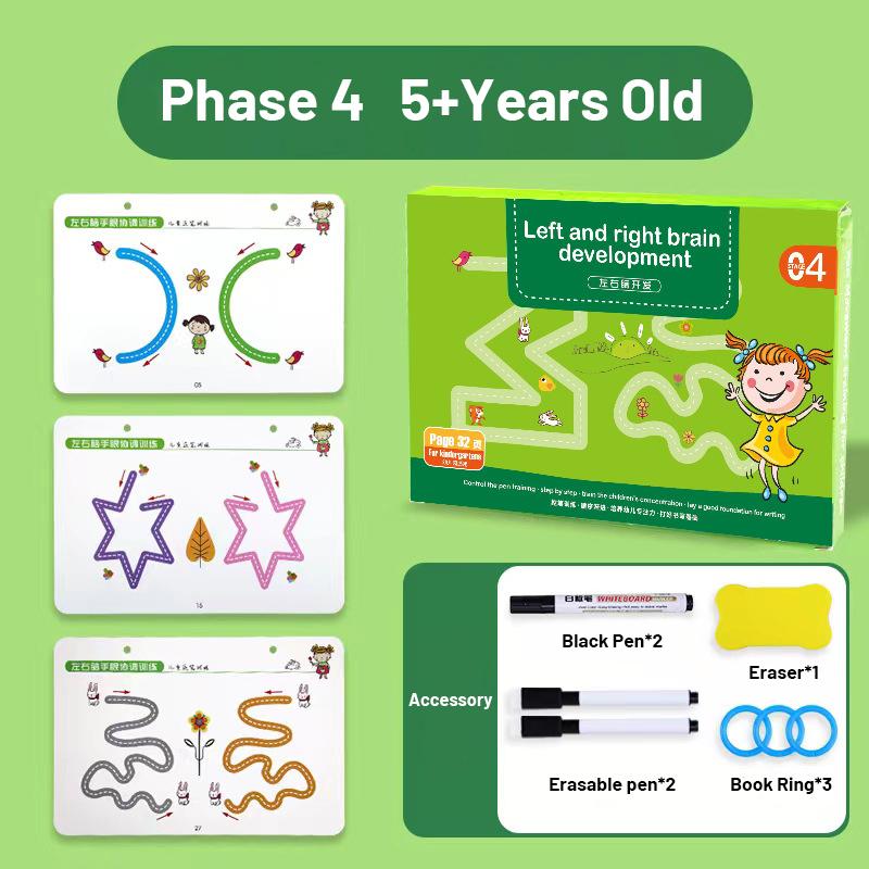 

Рабочая тетрадь Magical Tracing Развивает мозг Обучающие книги Монтессори для детей Обучение контролю за ручкой Многоразовая тетрадь для каллиграфии для детей as picture