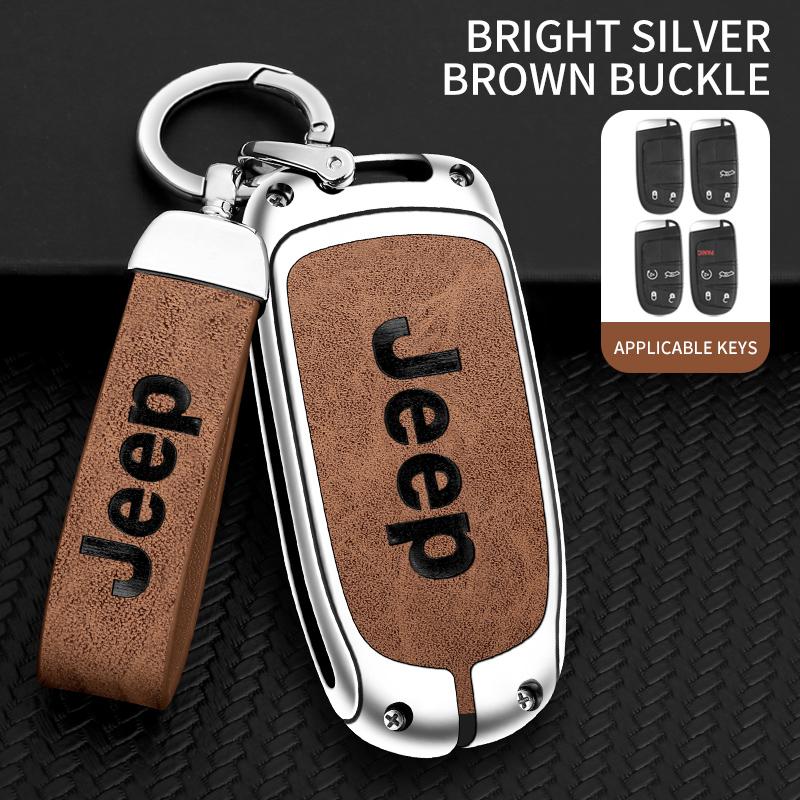 Zinc Alloy Leather Car Key Case For Jeep Grand Cherokee WK2 KL Wrangler JK JL MP Patriot Renegade Commander Compass Accessories