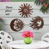 Wrought Iron Sun Wall Art 3 Pieces, Silhouette Sunburst Sculpture, Metal Hanging Decor for Living Room Bedroom