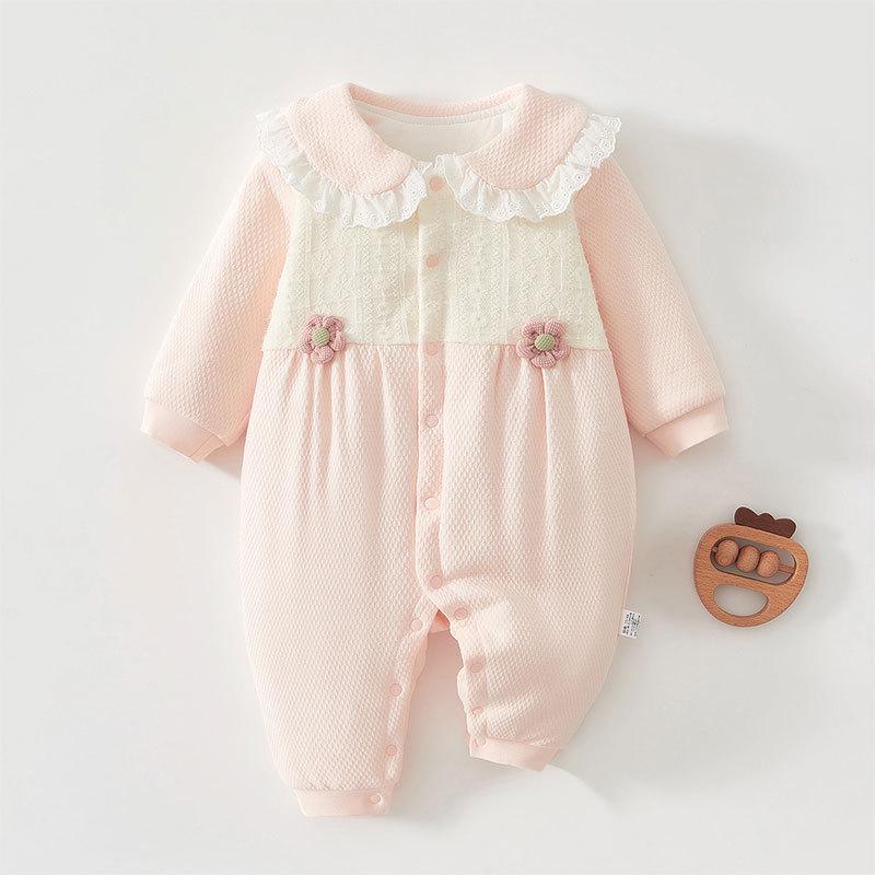 Little Flower Autumn Crawling Suit: 40g Pure Cotton Newborn Bodysuit & Outdoor Romper