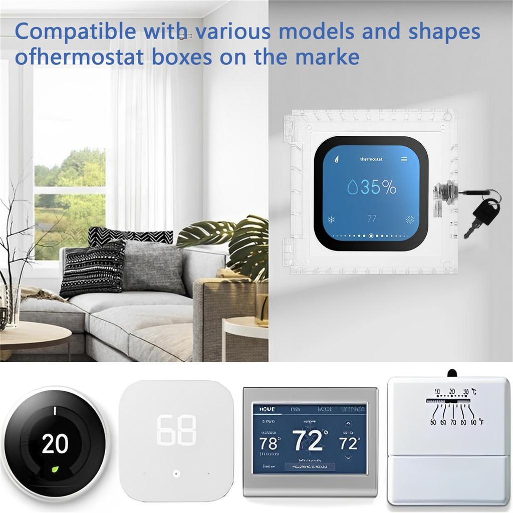 Universelle Thermostat-Verriegelungsbox mit Schlüssel Klare Acryl-Thermostatabdeckung mit Schloss Großer Thermostatschutz Einfach zu installieren für Zuhause