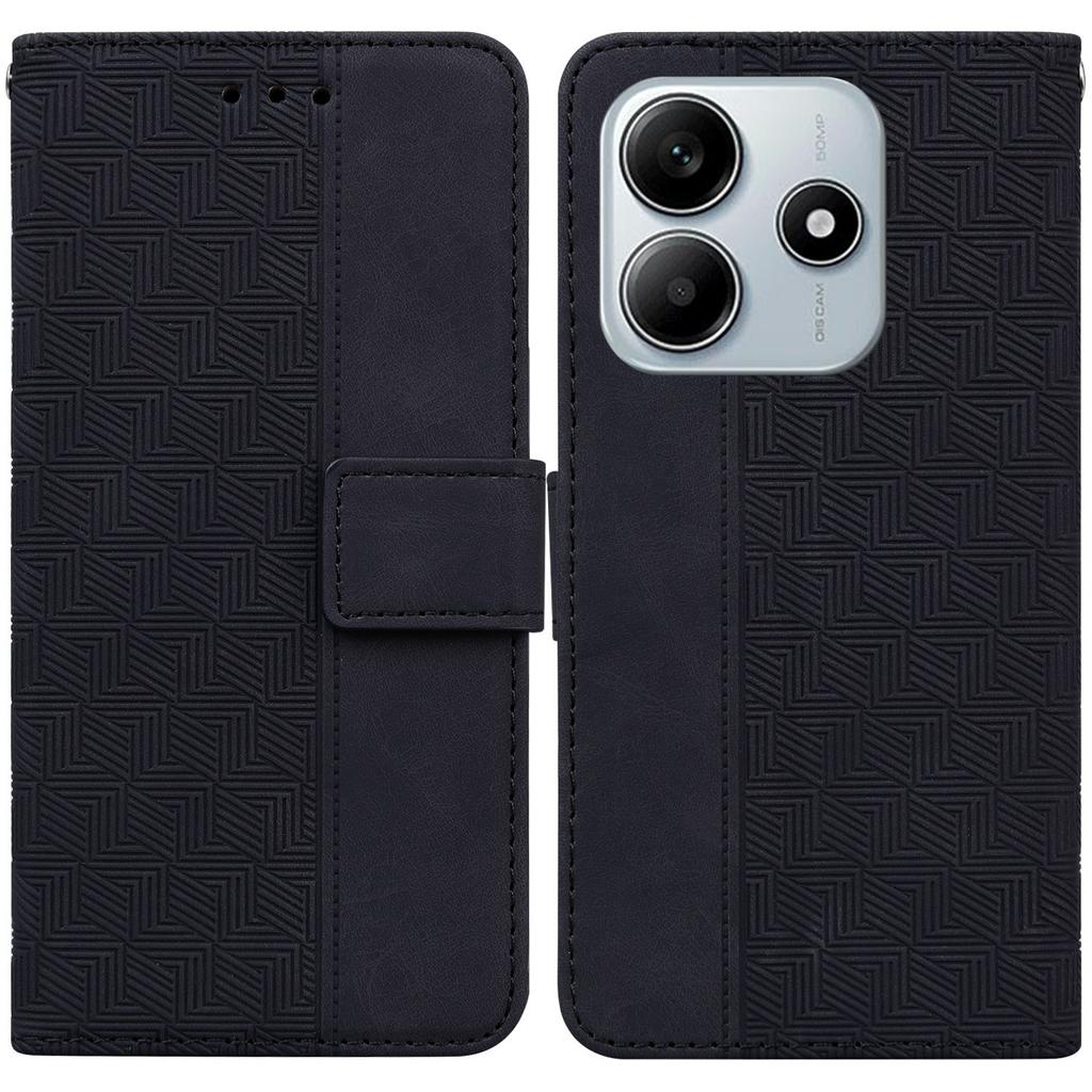 For Xiaomi Redmi Note 14 5G Case Geometry Pattern Leather Wallet Phone Cover with Wrist Strap