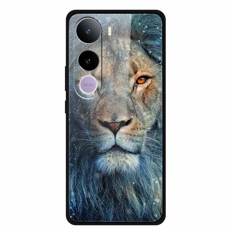 For Vivo Y400 5G Case Y 400 6.67" Animal Wolf Lion Tempered Glass Hard Back Cover For Vivo Y400 2025 Phone Cases Soft Bumper Bag