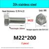 M14-30 304 Stainless Steel Fully Threaded Hex Head Screw Bolt