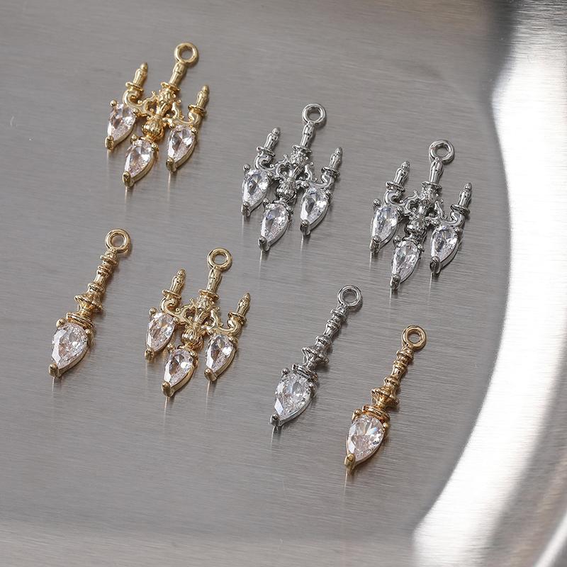 2Pcs Dainty Crystal Chandelier Shaped Pendant Charms For Diy Jewelry Findings Making Eardrop Supplies Accessories