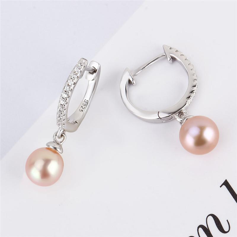 CLUCI 3 pair Authentic 925 Silver Zircon Hoop Earrings Jewelry for Women Party Sterling Silver Pearl Earring Mounting SE134SB