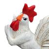 Unique Gifts for Friends White Rooster Statue with Enchanting Posture & Long Eyelashes, Creative Table Art Sculpture, Funny Resin Indoor Outdoor