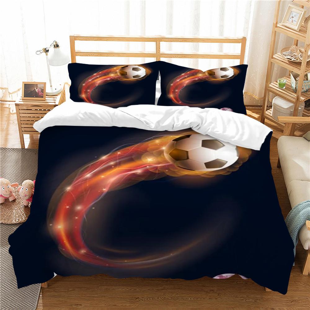 Soft Breathable Bedding Set Football Print 2/3pcs Duvet Cover Girls Boys Home Bedclothes Microfiber Quilt Covers Warm