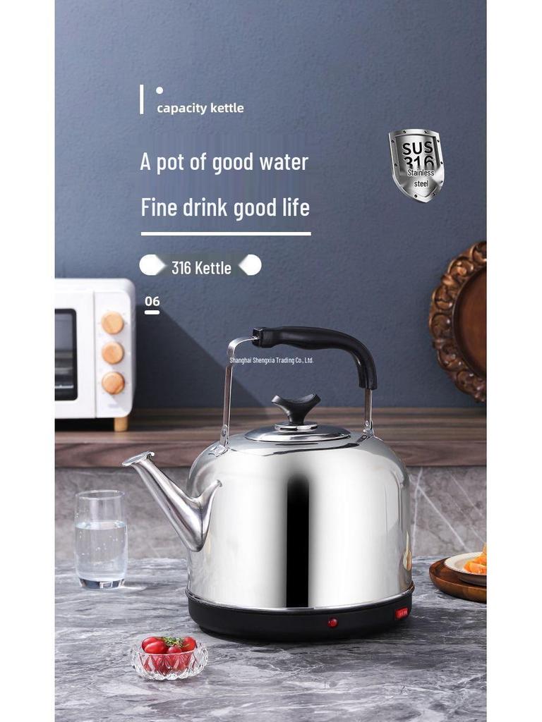 Elektrischer Wasserkocher aus Edelstahl mit großem Fassungsvermögen, automatischer Abschaltung und Pfeife