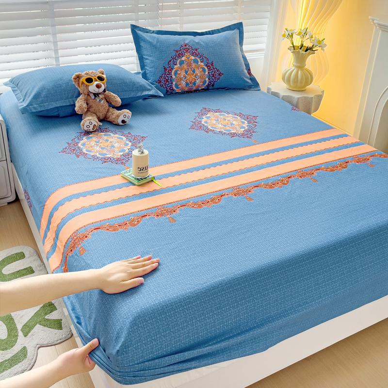 Queen Bed Sheets Set Tulips Printed drap de lit Floral Flower Style Fitted Sheet with Elastic Band Single Bed Linen for King Bed