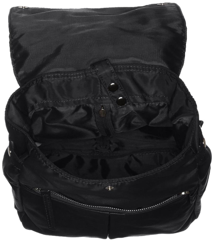 Y'saccs Nylon and Leather Combination Backpack, Size 2060446, Size 10 (Black)