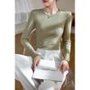 Women High Elastic Ribbed Crew Neck Long Sleeve Slim Fit Base T Shirt Top