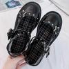 Schuhe Lolita-Schuhe Damen-Plateau-Mary-Janes mit Sternschnalle und Riemen, Mary Janes für Damen, überkreuzt, Mädchen, Nieten, lässig, Kawaii-Schuhe