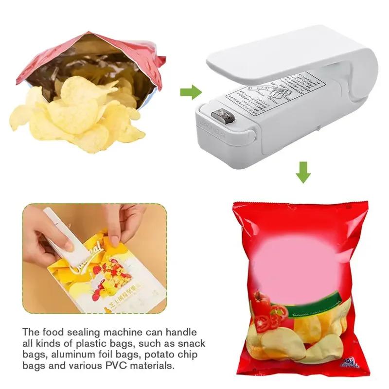 Kitchen Gadgets Mini Heat Bag Packaging Sealer Portable Plastic Bag Clip Sealing Machine Food Storage Seal Snack Sealing