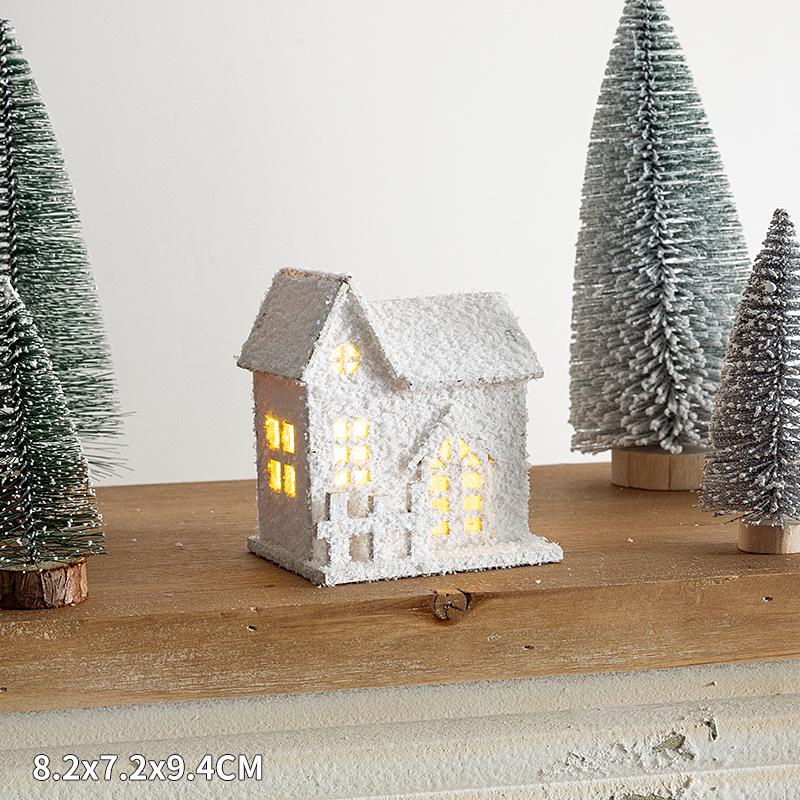 Festive Luminous Wooden House Ornament for Christmas Tree and Fireplace Decor