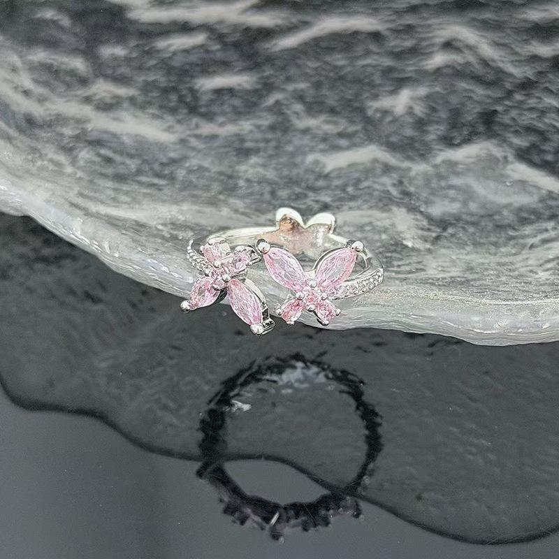 Color Series Butterfly Zir*****Pen Ring, High-End Exquisite Sweet And Cool Spice Girl Ring Accessories