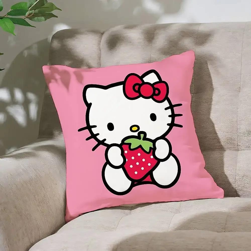 H-Hello K-Kitty Pillow Case Cushion Cover Soft Cute Throw Pillow Case For Car Sofa Pillowcase Polyester With Zipper