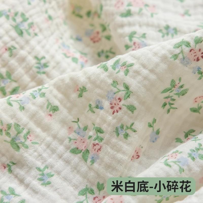 0.5m/1m/2m Soft Cartoon Cherry Print Double Crepe Gauze Fabric 100% Cotton Fabric DIY Sewing Clothing Baby Breathable Texture