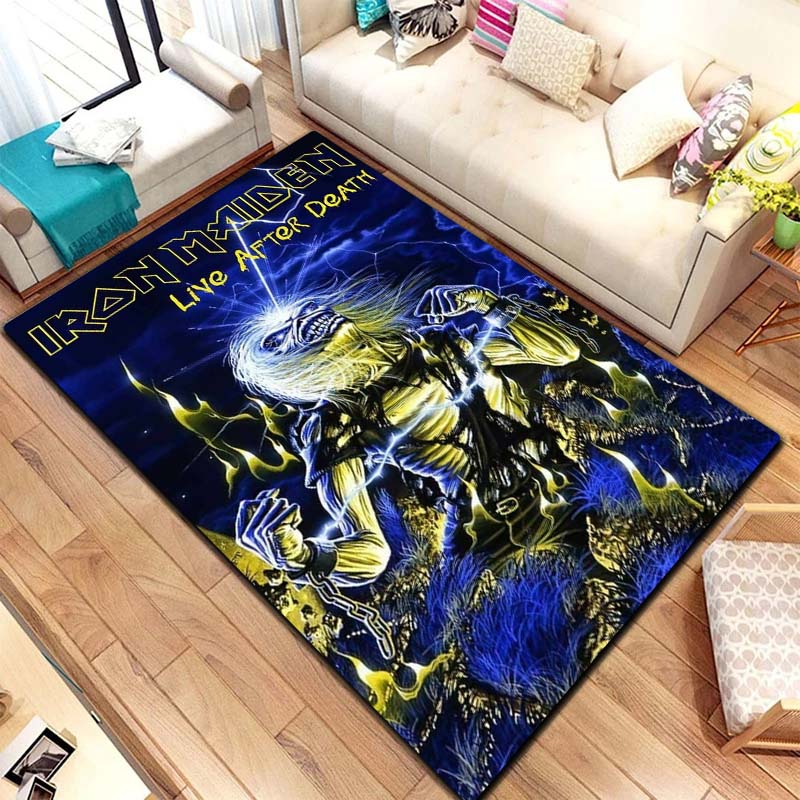 Band I-Iron M-Maidens Carpet Yoga Mat Living Room Bedroom Decoration Home Office Hotel Entrance Non slip Area Flannel CarpetGift