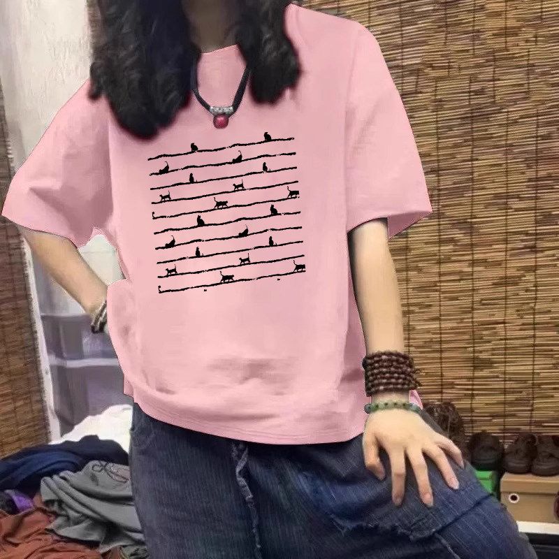 

Mom s Clothing 150kg Plus-Size Women s Pure Cotton Short-Sleeve T-Shirt for Summer 2026 New Style Slimming Loose-Fitting Middle-Aged Top Pink 4XL(Suggestion 90kg-105kg)