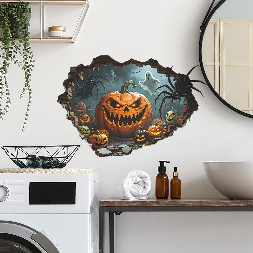 Creative Hole Halloween Pumpkin Ghost Bedroom Living Room Home Wall Decoration Beautification Stickers