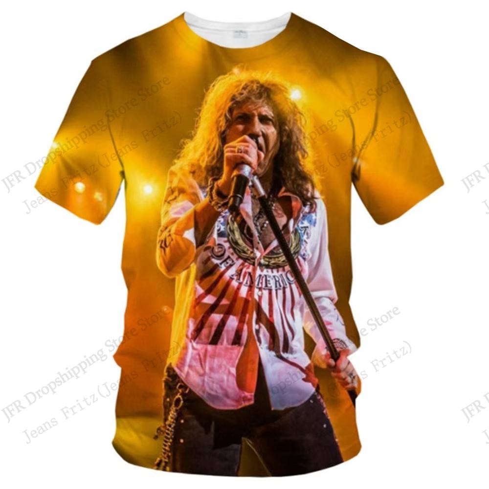 Neues Rock BAND Whitesnake Muster 3D Druck T-Shirt Herren Damen Mode Trendiger Street Style Heavy Metal Rock Kurzarm Oberteile T-Shirts