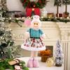Pink Plush Christmas Doll Retractable Standing Snowman Santa Reindeer Grandma Dolls for Bedroom Home Window Desktop Decoration