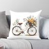 Vintage Bicycle With Sunflower Leaf Square Pillowcase Polyester Linen Velvet Printed Zip Decor Home Cushion Cover
