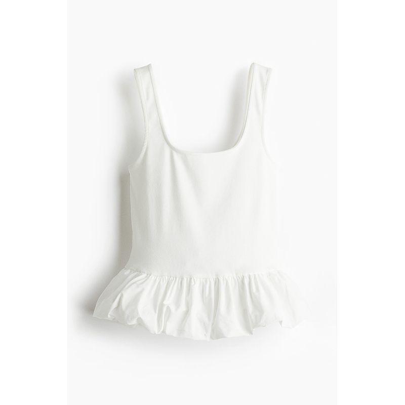 

HM 2025 Summer New Women clothes Bubble Hem Vest 1273064 White 155/80