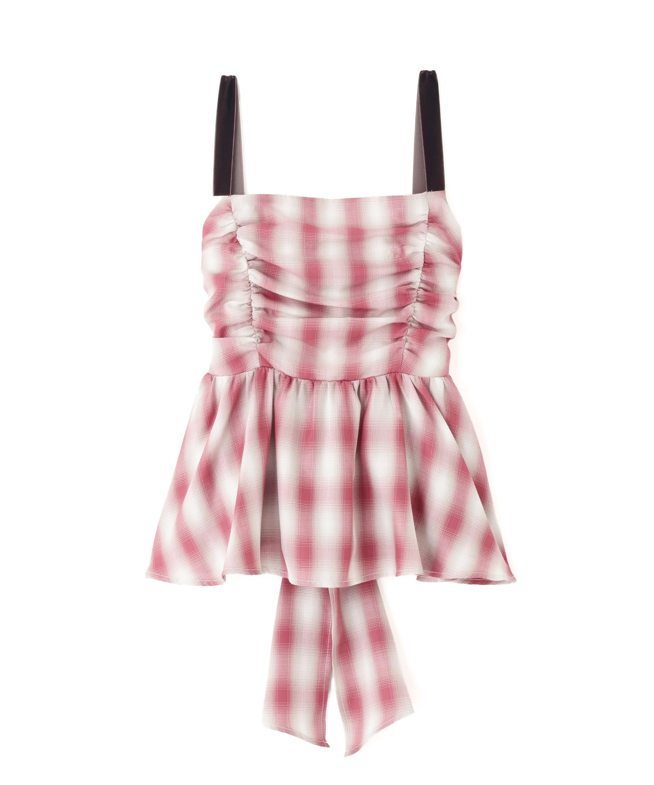 

Jill by Jill Stuart Ombre Check Shirring Cami 125-5210014 Red Free Size