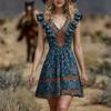 Women's Dress Casual Flowy Dresses  V-neck Vocation Boho Beach Sundress