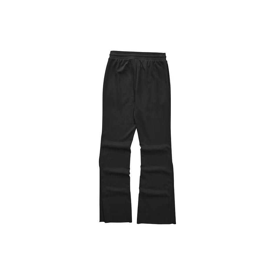 Skechers Solid Slim Fit Flared Knit Sports Pants Women Bottoms Carbon-Black L323W089-0018