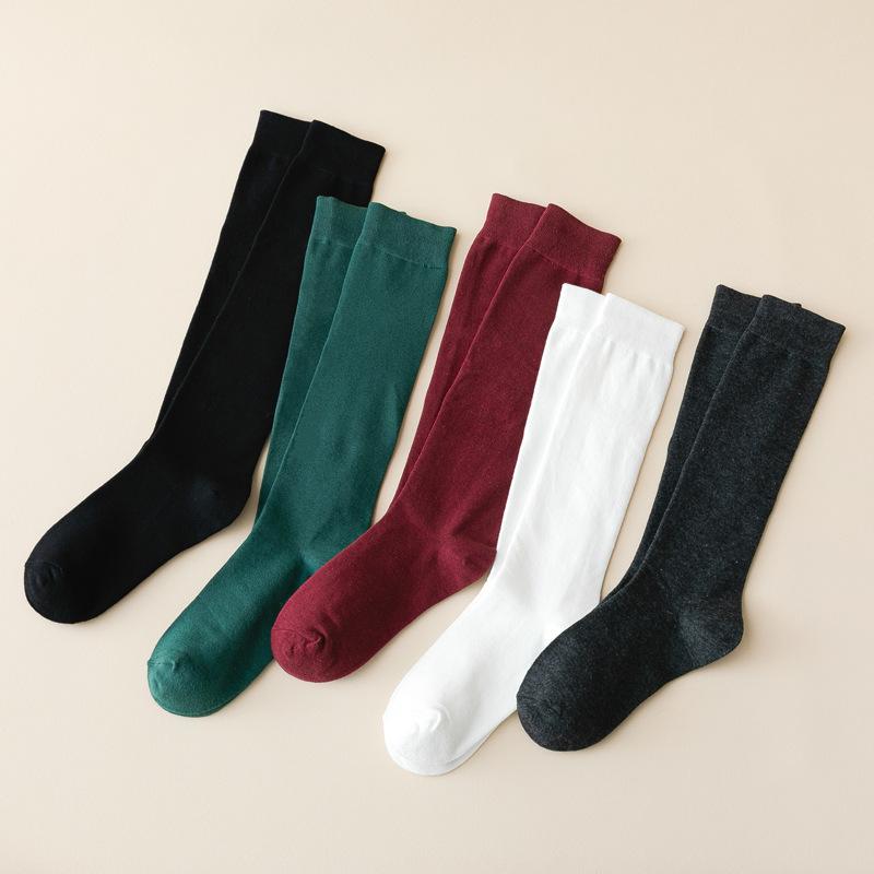 Solid Color Cotton Long Socks Jk Japanese Women Stockings Spring Autumn Thigh High Stockings Ladies Stockings School Uniform Sox