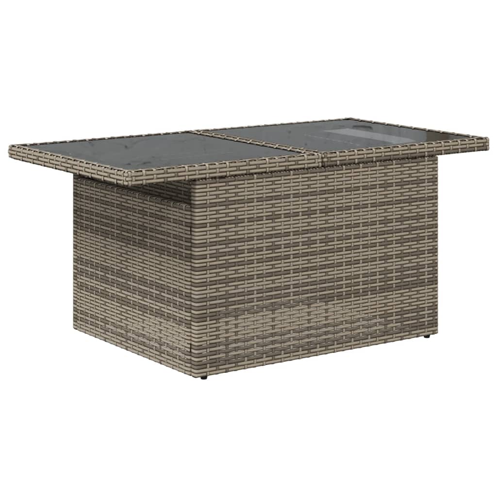 9 Piece Grey Garden Sofa Set with Cushions Poly Rattan