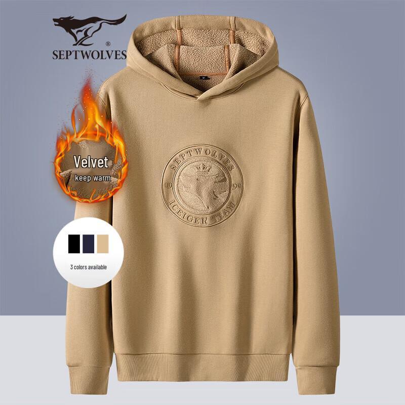 SEPTWOLVES Herren Fleecegefüttertes Kapuzensweatshirt