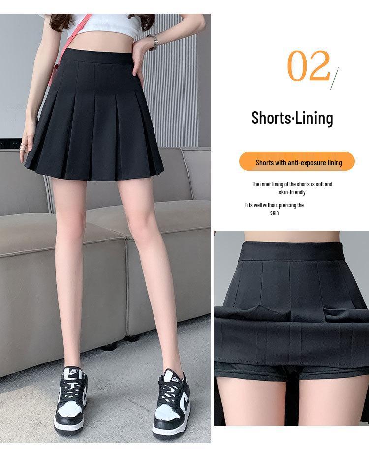 Academy Style Pleated Black Skirt: High Waist, Slimming, Anti-Exposure, Plus Size, Versatile Short Skirt for Autumn and Winter
