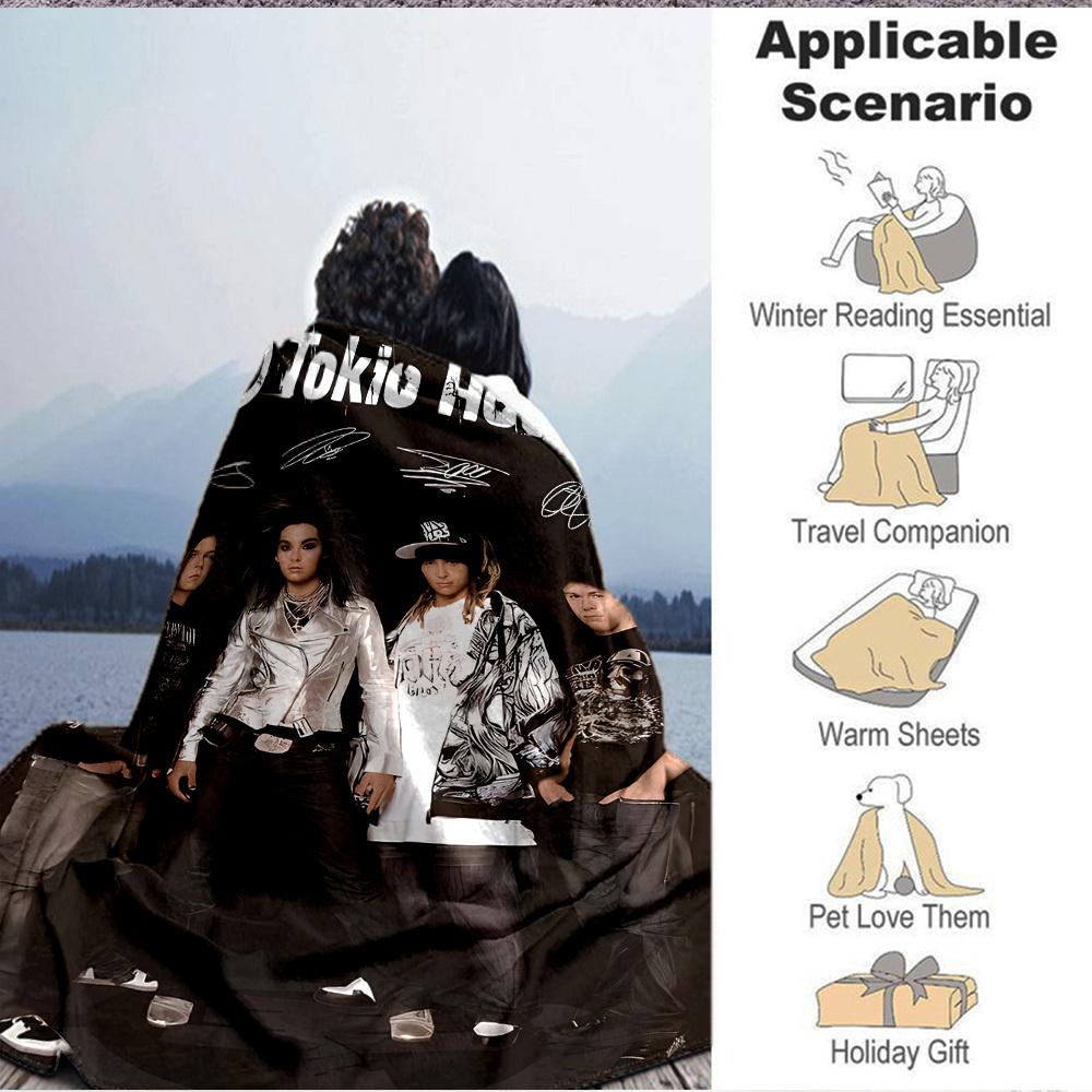 1pc Tokio Hotel Merchandise Blanket Soft All Season Throw with Vibrant Design, Perfect for Home, Travel, and Gifts, Ideal for Naps and Camping