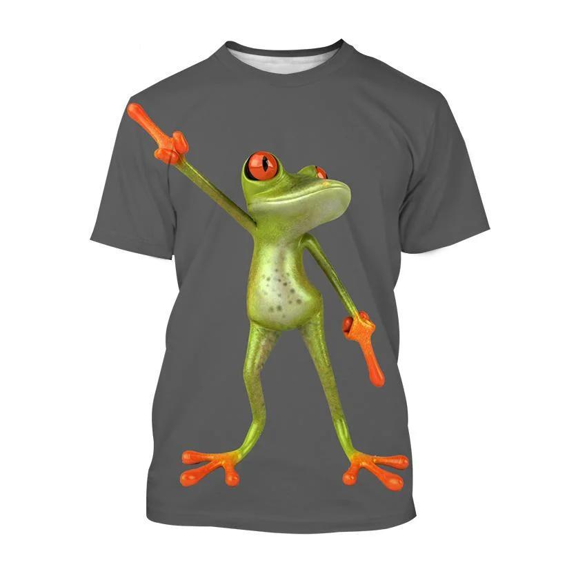Nouveauté Animal grenouille hommes t-shirts drôles vêtements amples à manches courtes mode surdimensionné imprimé t-shirt à col rond