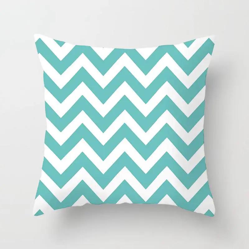 Blue Color Pillow Cover Geometric Print Pillowcase Square Pillow Case  18x18 inches Decorative Pillows For Car/bed /sofa