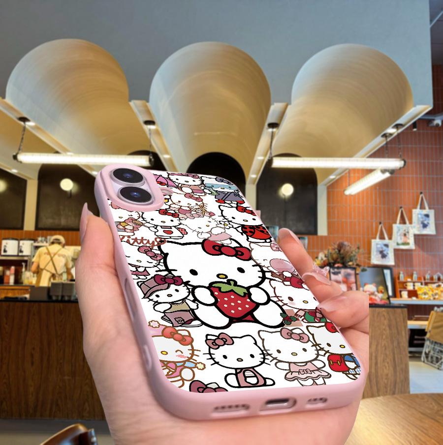 Sanrio Cartoon Leather Texture Case for Apple 14/16, Large Hole Design