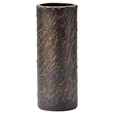 Shigaraki Ware "Hechimon" Flower Vase, Large, Vertical, Cylindrical, Brown, Gold-plated, Suitable for Buddhist Altars, Ceramic, MR-1-2577
