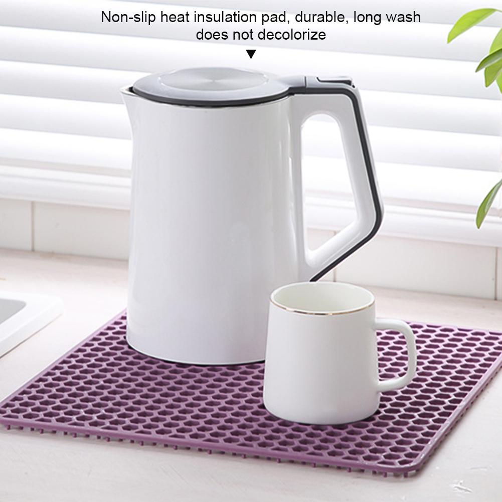 Silicone Dining Table Mat Thickened Bowl Plate Pot Mat Heat-resistant Easy To Clean Insulated Sink Bottom Protection Drain Mat