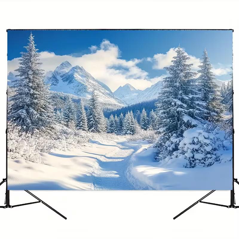 2D Scenic Winter Mountain Backdrop for Kids & Adult Studio Shoots
