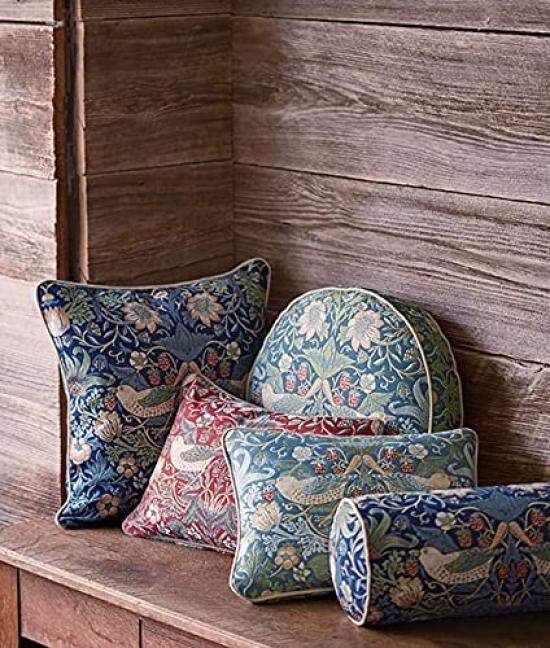 Morris Design Studio Morris Design Studio Back Cushion Cover LL1710 "Strawberry Thief" Blue-Green, 45x45cm,